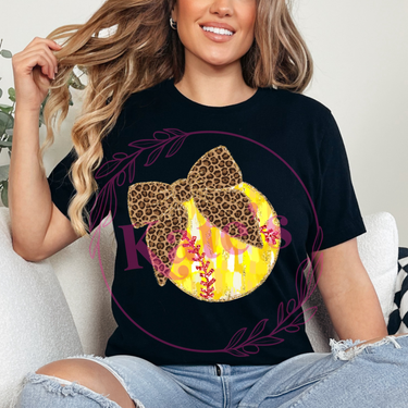 Coquette Softball with Cheetah Bow Shirt